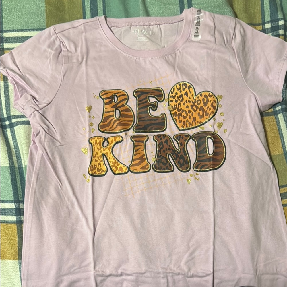 The Children's Place Light Purple 'Be Kind' Leopard Heart Tee